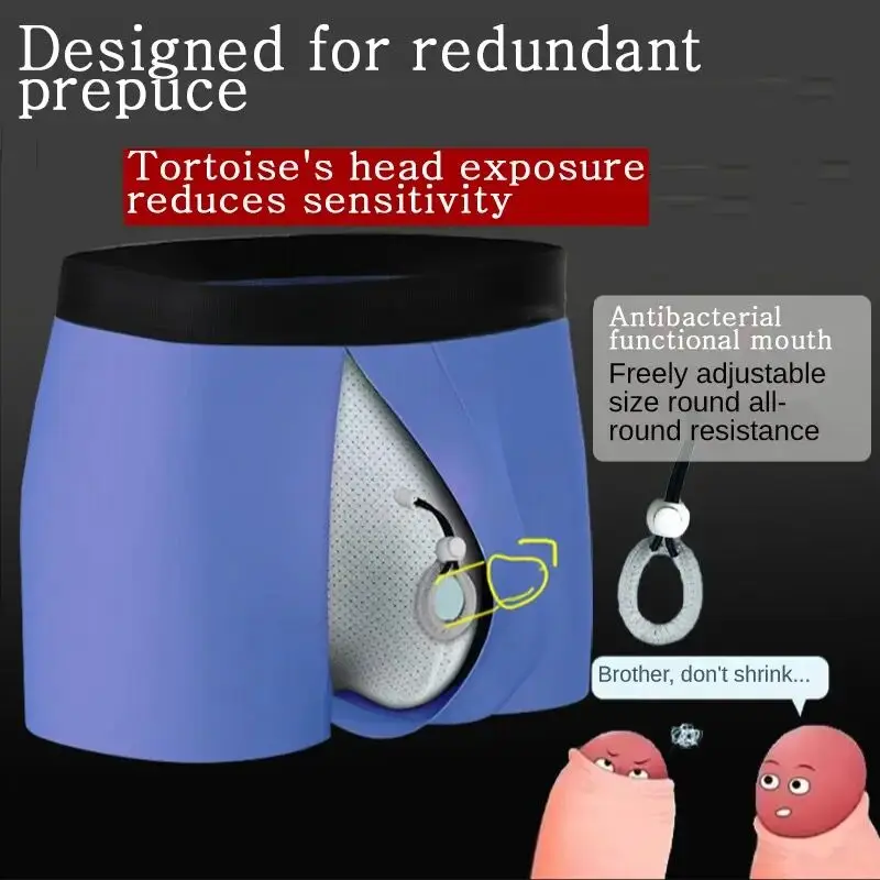 Separation Correction Underpants Men Prepuce Boxer Ice Silk Friction Reduction Sensitive Grab Sexy Gay Special Plus U-convex