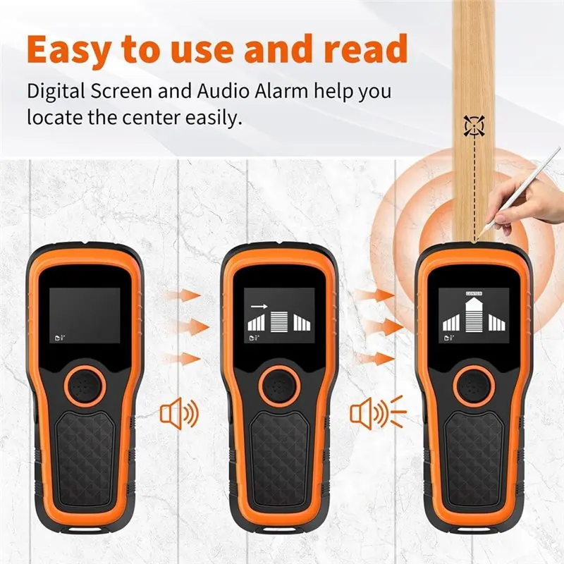 AS95-Stud Finder Scanner de parede 5 em 1 Detector para madeira, metal, fios CA, tela LCD de alta definição Alarme sonoro