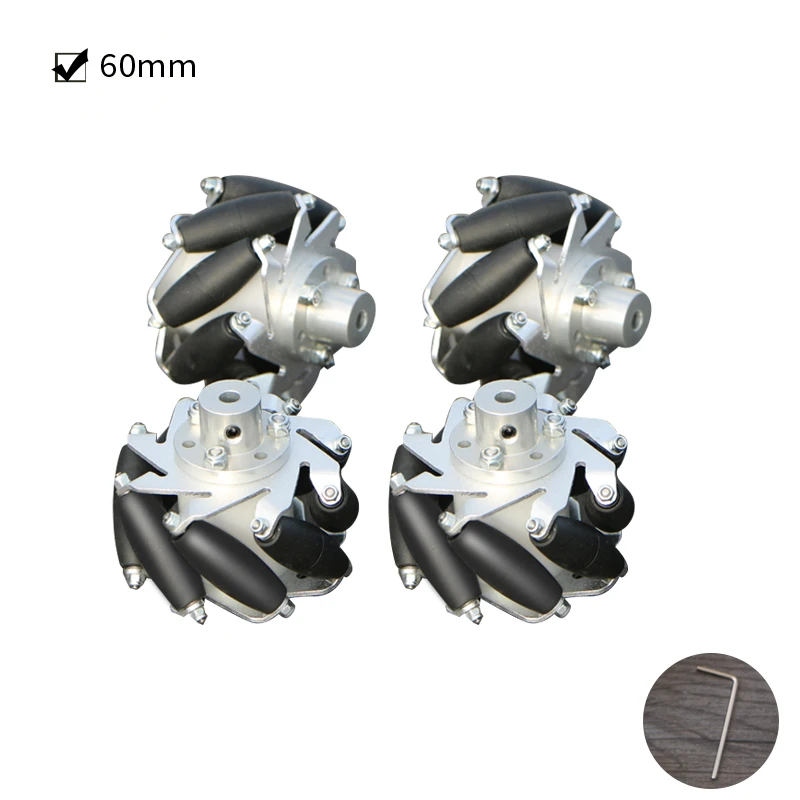 4pcs/set 60mm Aluminum Alloy Metal Mecanum Wheel Omni-directional Wheel for Arduino Raspberry Pi DIY Robotic Car