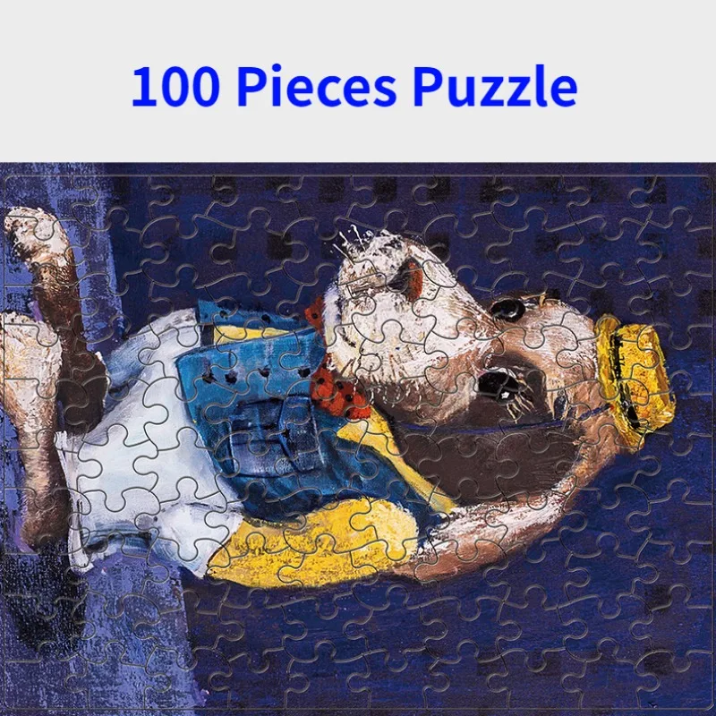 

100 Pieces Jigsaw Puzzle Assembling Picture Cartoon Animals Cool Dog Decompression Puzzles Toy Educational Gifts