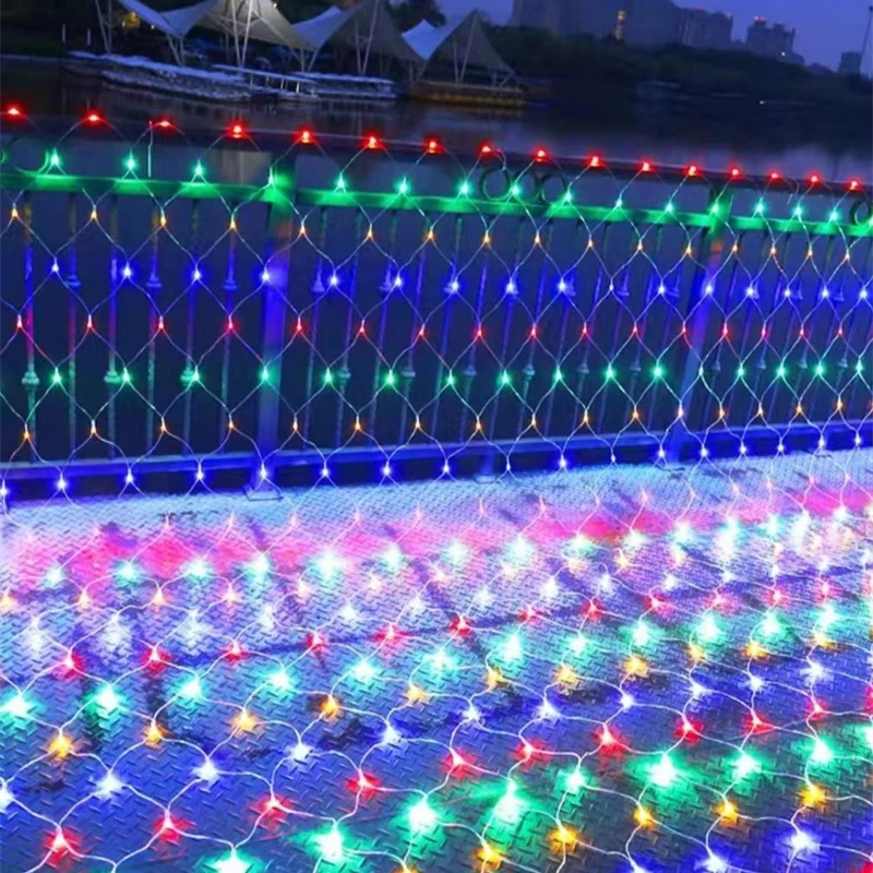 EU plug 1.5x1.5M 2x3M Holiday Garlands LED String Light Net Lights Fairy Party Garden Shrubbery Wedding Decoration Curtain Light image 2