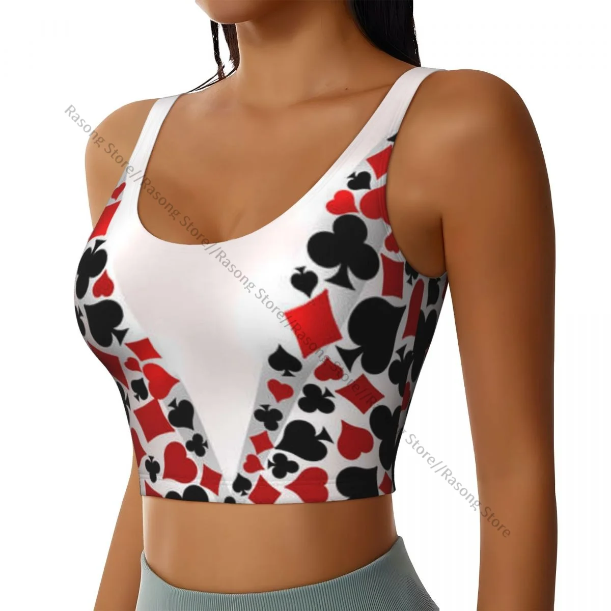 Yoga Vest Women Gym Sports Crop Tops Casino Poker Illustration Streetwear Workout Breathable Tank Top Female