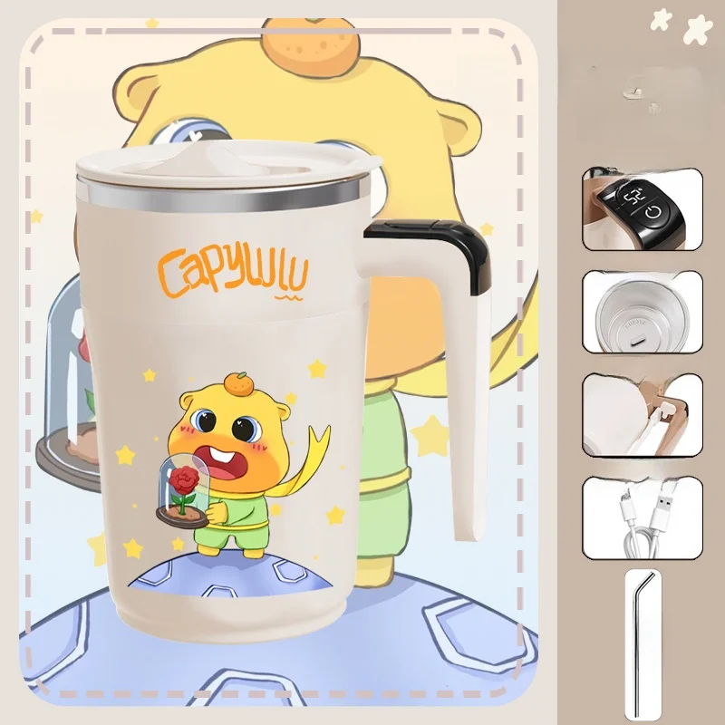 

Luffy Cute Exprion Paage Stainl Steel Thermometer Display Heating Stirring Cup Water Rumble Tumbler