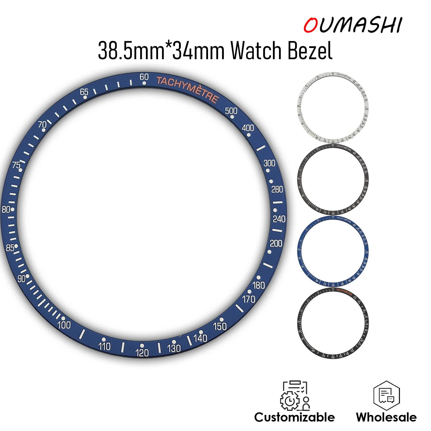 38.5mm*34mm Aluminium Bezel Insert Speed Master VK63 Watch Case Watch Ring Replacement Tachymeter Bezel for Speedmaster Watch