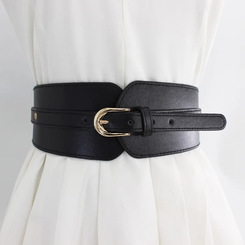 

PU Piece Elastic Waist Seal Retro Fashion Girdle Waist Seal Female Wide Belt Female Pin Buckle Decorative Dress Stretch