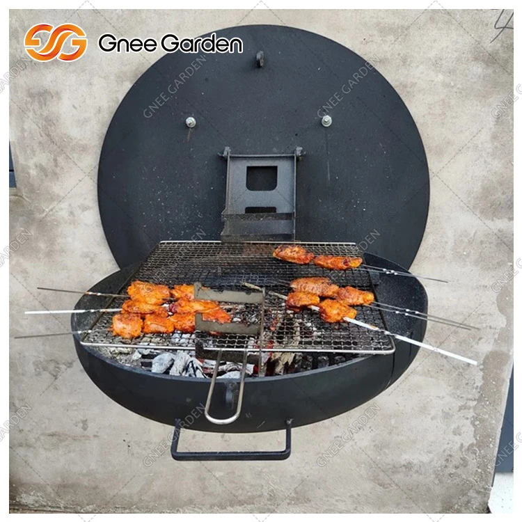 Antique Wall Mounted Metal Smokeless Gas Outdoor Wall Mounted Grill Fire Place Fire Pit