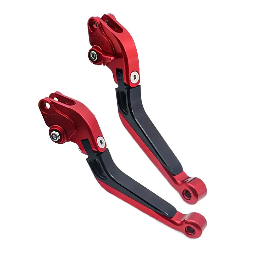 

1 Pair Motorcycle Left Right Brake Clutch Lever Handle 6 Gear Positions Adjustable Aluminium Alloy Red & Black