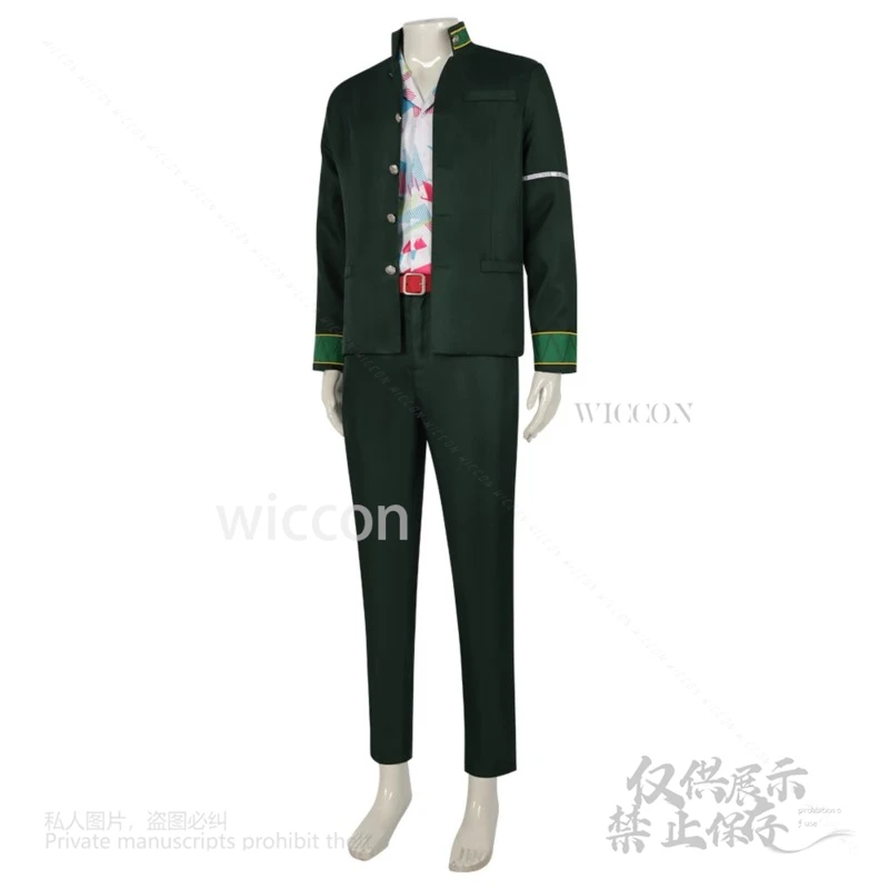 キルヤミツキコスプレ衣装プリントシャツピンクベルトコート制服衣装アニメウインドブレーカーウィッグ男性ハロウィンパーティーカスタマイズ