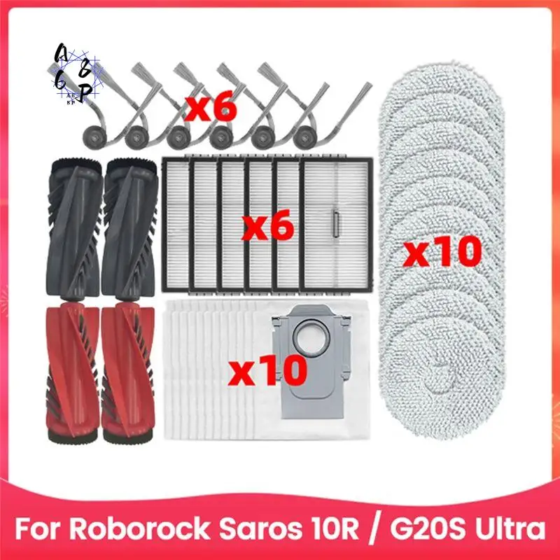 

Комплект сменных аксессуаров A68P-36PCS для Roborock Saros 10R / G20s Ultra: основная и боковые щетки, HEPA-фильтр, салфетки для влажной уборки, мешки для сбора пыли
