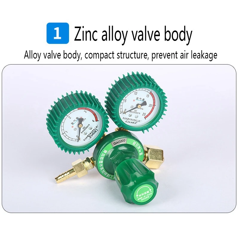 Regolatore di ossigeno Regolatori per bottiglie di gas di ossigeno O2 Riduzione della pressione Inalatore Regolatore a doppio manometro in acetilene