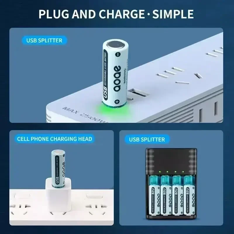 充電式リチウムイオン電池,リモコン用リチウムイオン電池,おもちゃのライト,USB, AA, 1.5v,2700mwh