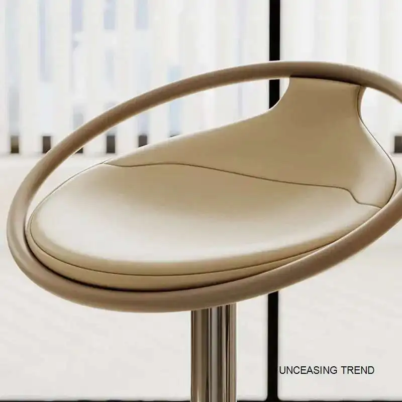 レザーレセプションバースツール、北欧の回転キッチンカウンター、ハイカウンター、アクセントデザインアイランド、高級家具