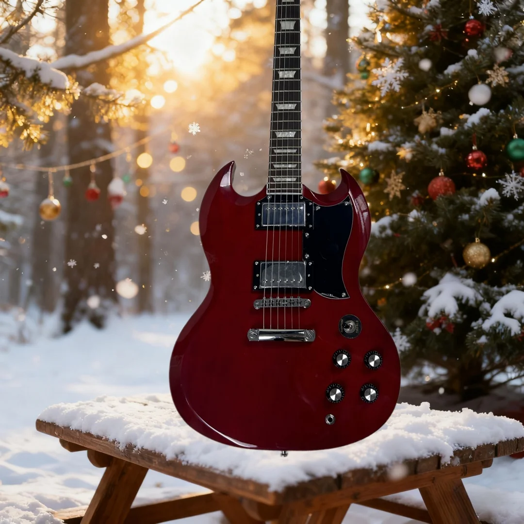 Gratis verzending handgemaakte rode gitaar palissander toets massief houten body 22 frets HH pickups