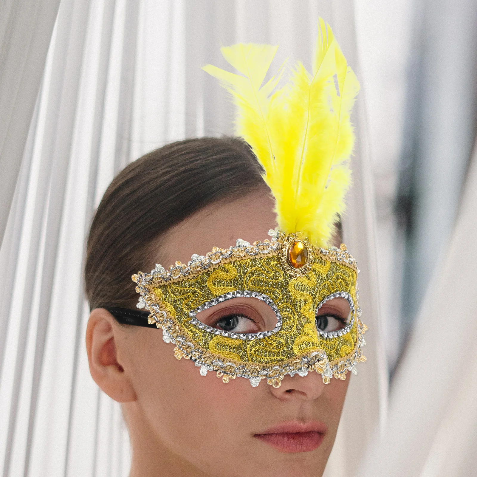 12-delig masker half plastic mooie maskerademaskers dames decoratief gouden kostuum