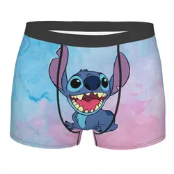 Male Fashion Cute Stitch Disney Underwear Kawaii Boxer Briefs Stretch Shorts Panties Underpants