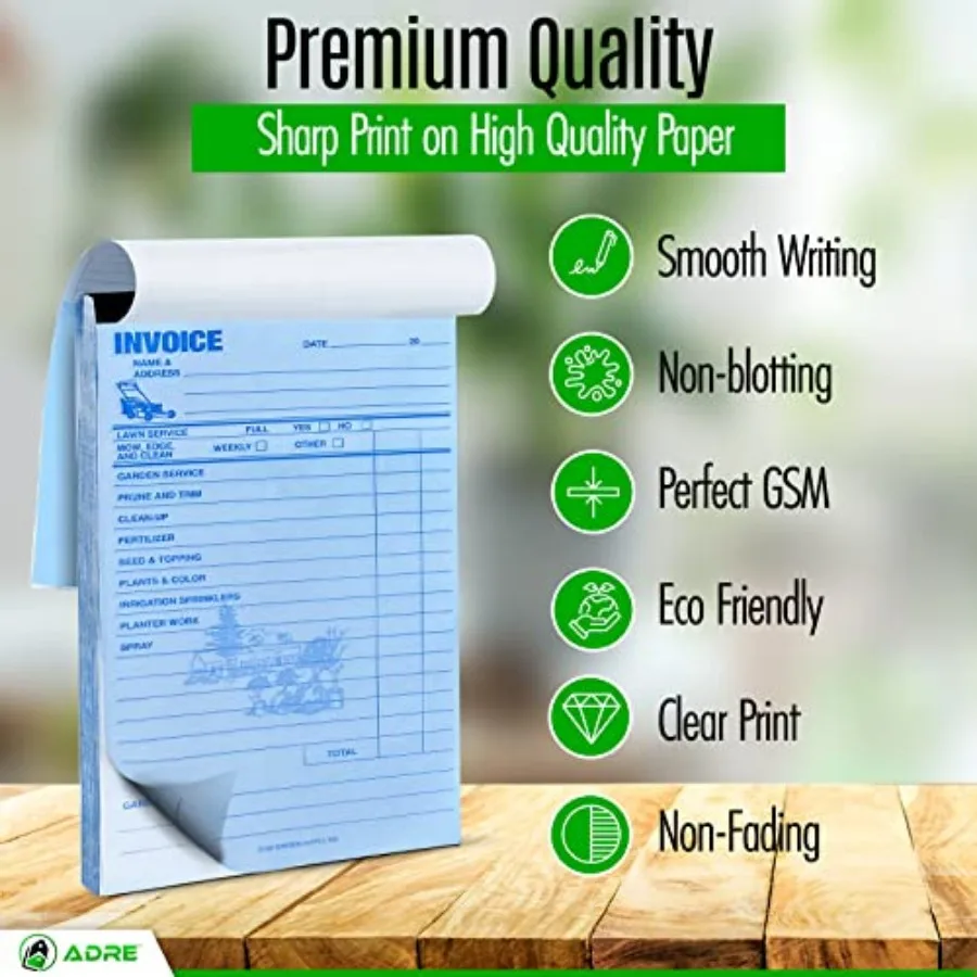 Garden Service Receipt Book for Gardening Services 100 Pages Invoice Book for Small Business with Yellow Copy Page and White Pa