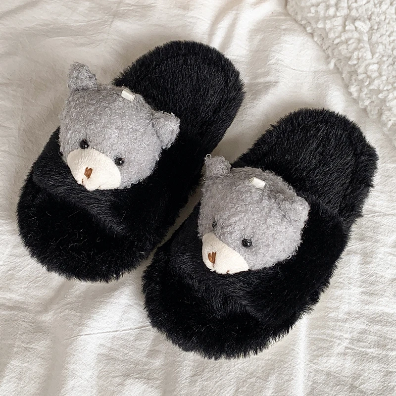 

Детские хлопковые тапочки, милый плюшевый мишка, игрушки для мальчиков и девочек, зима 2022, новый корейский стиль, мягкая подошва, теплая однолинейная швабра