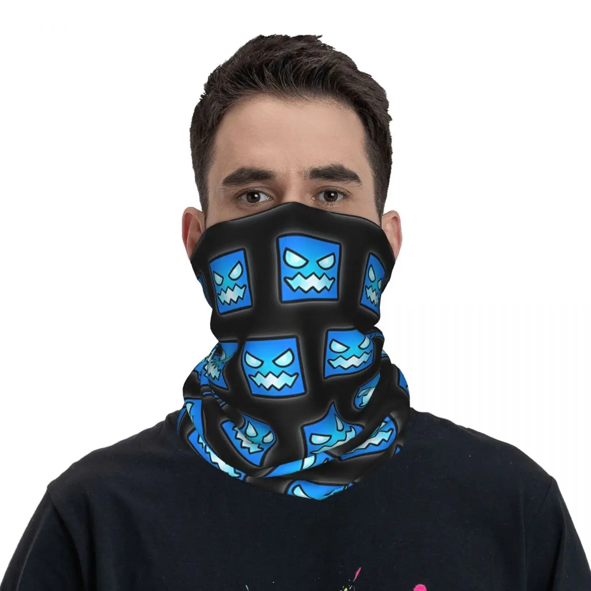 Écharpe de visage de jeu de géométrie imprimée pour adultes, vêtements de sauna multifonctionnels, cyclisme unisexe, bandana de motocross, cou, angry