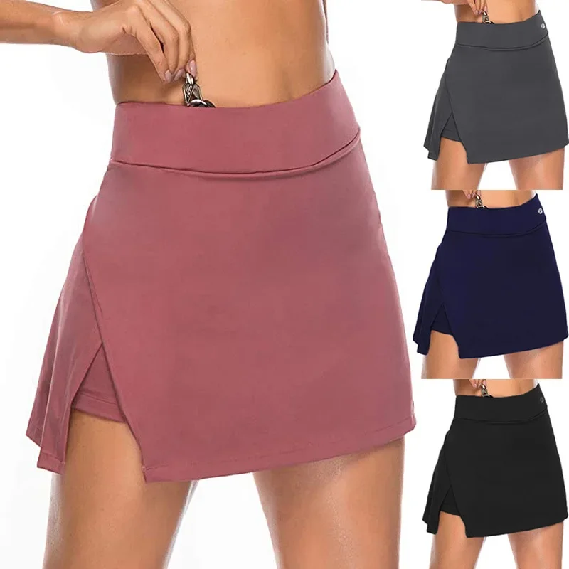 Fake Two-Piece Hakama Skirt Women's Solid Active Performance Skort Lightweight подол for Running Tennis Golf Sports Mini Skirt