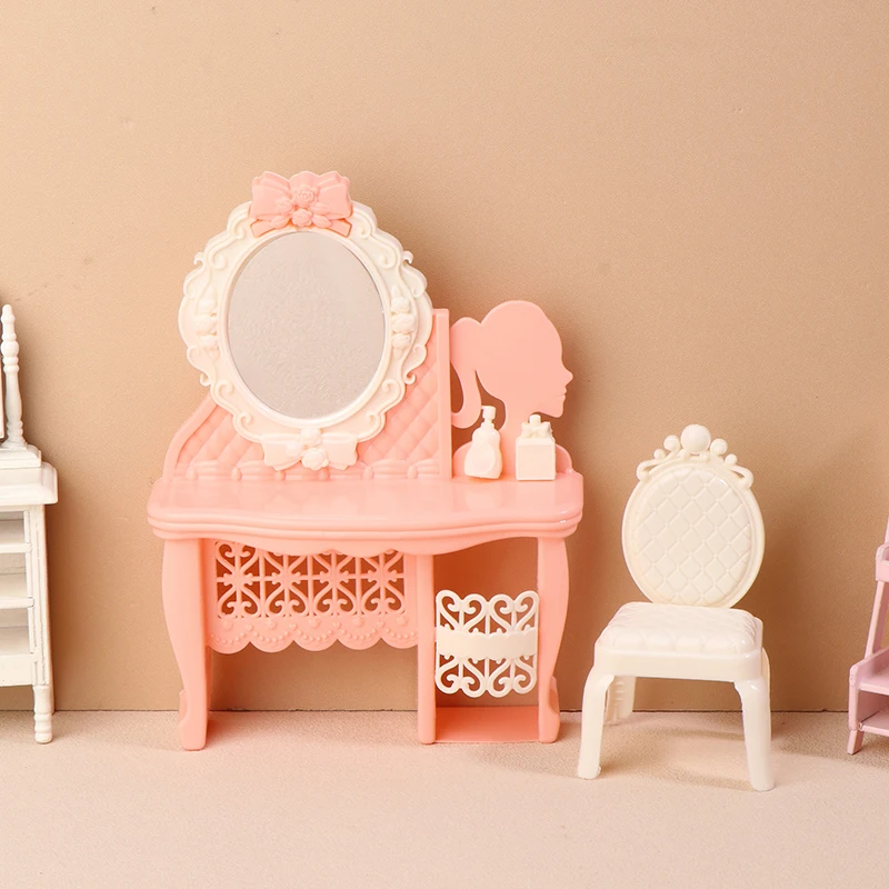 1:12 Dollhouse Miniature Simulation Dressing Table Makeup Table Chair Set Furniture Home Model Decor Toy Doll House Accessories