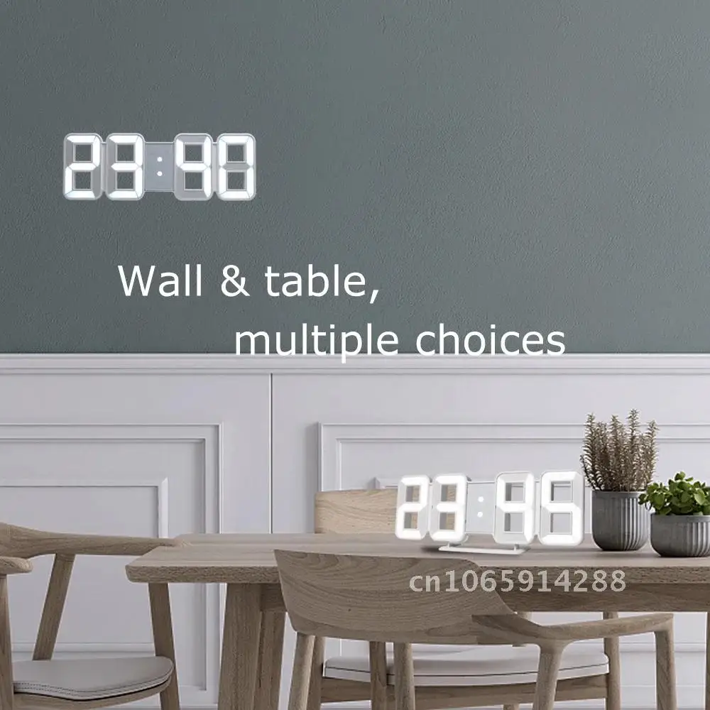 

Digital Wall Clock Large Time 3D LED Nightlight Date Home Decorate Desk Clocks Watch Table Hang Electronic Temperature Alarm