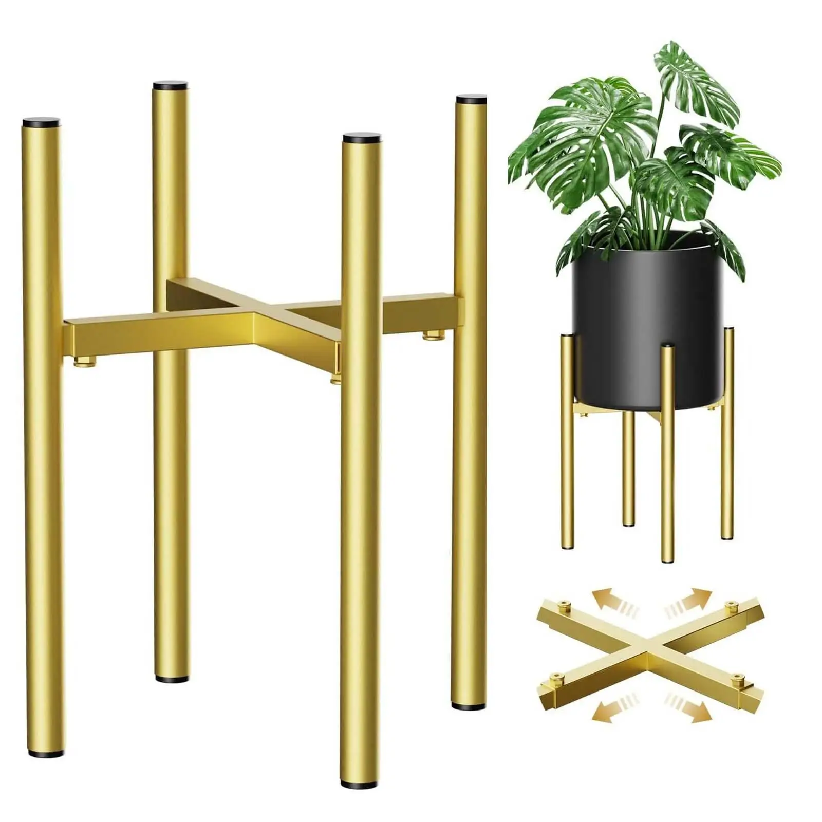 Soporte para plantas ajustable Soporte para artículos de metal Soporte para plantas estable y elegante de mediados de siglo para el hogar Se adapta