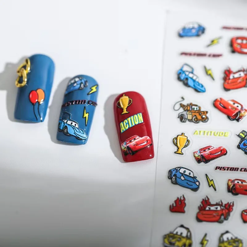 Miniso New Disney Lucky Automobile Nail Stickers 5D Cartoon Stickers Series Nail Supplies Nail Decals DlY Sliders For Nails - Image 3