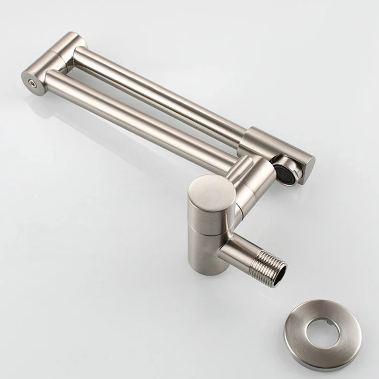 SANIPRO Wall Mounted Pot Filler Brass Single Cold Water Tap Kitchen Extended 360 Degree Folding Vegetable Washing Faucet