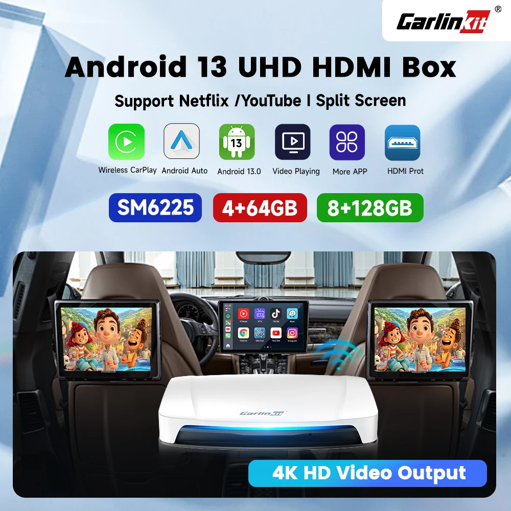 Carlinkit HDMI Output Car Tv Mate Carplay Qualcomm 6225 8-Core Android Auto Wireless Adapter Support Youtube Gps Split Screen