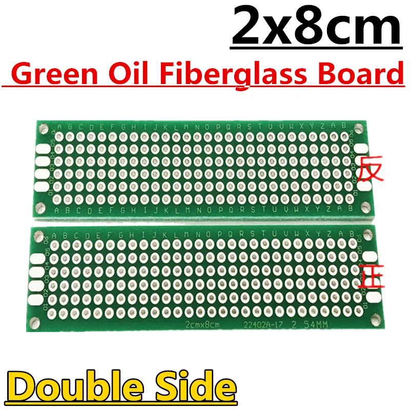 Placa de circuito impreso Universal, 2x8cm, 2x8cm, 2x8, señal cara, 2x8, placa de pruebas de doble cara, prototipo PCB diy, 5 uds./lote