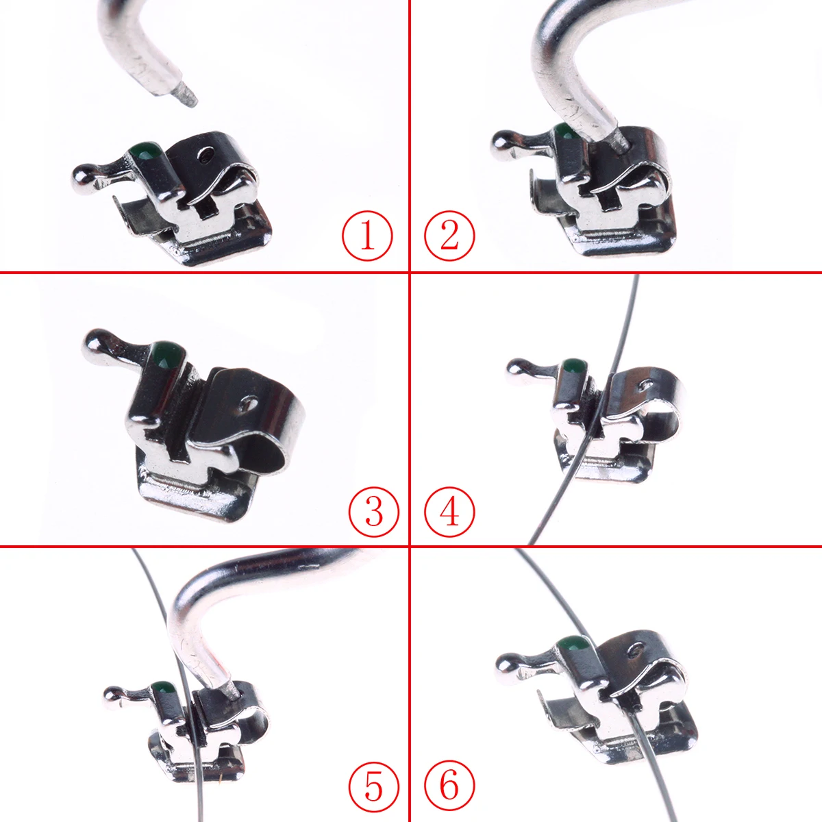 AZDENT Zahnspangen, kieferorthopädische Brackets, aktive selbstligierende 4-teilige Backenzangen, markierte Basis Roth 0.022, Haken 345 mit Werkzeug – Detail 5