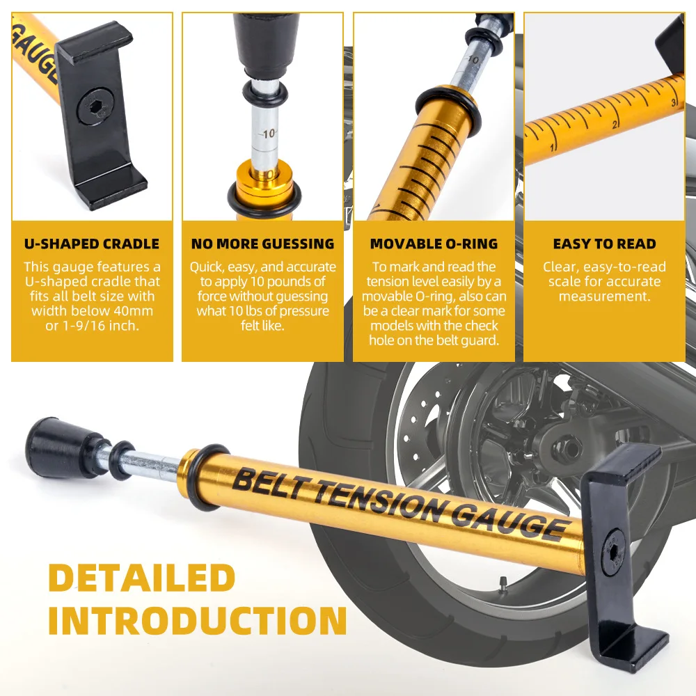 Universal Belt Tensioner & 10lbs Measurement Tool Kit, for Motorcycle Auto Car Belt Drive Maintenance