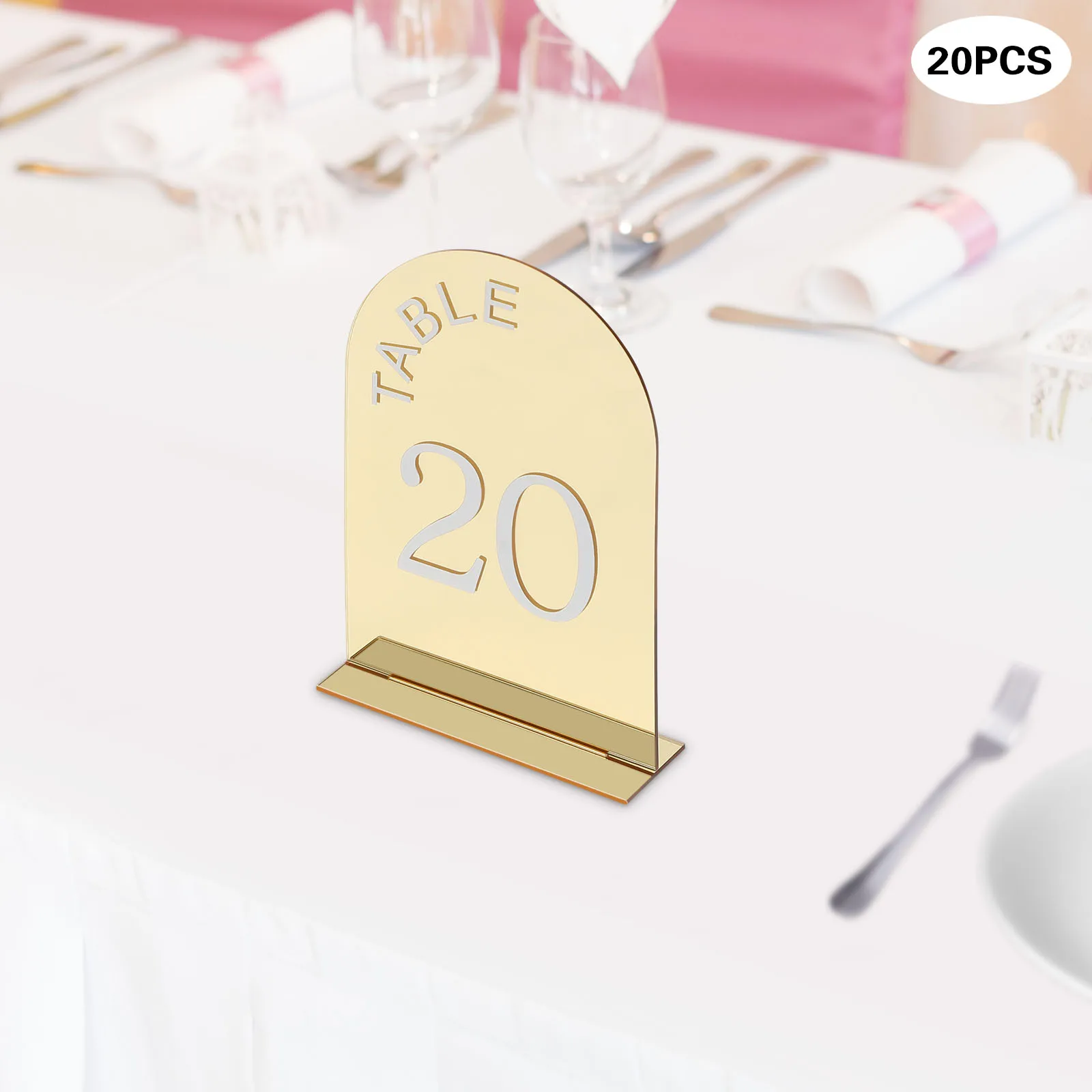 

20 Pcs Mirror Acrylic Number With Stands 1-20 Printed Table Sign Numbers Wedding Table Numbers For Party Reception Decoration