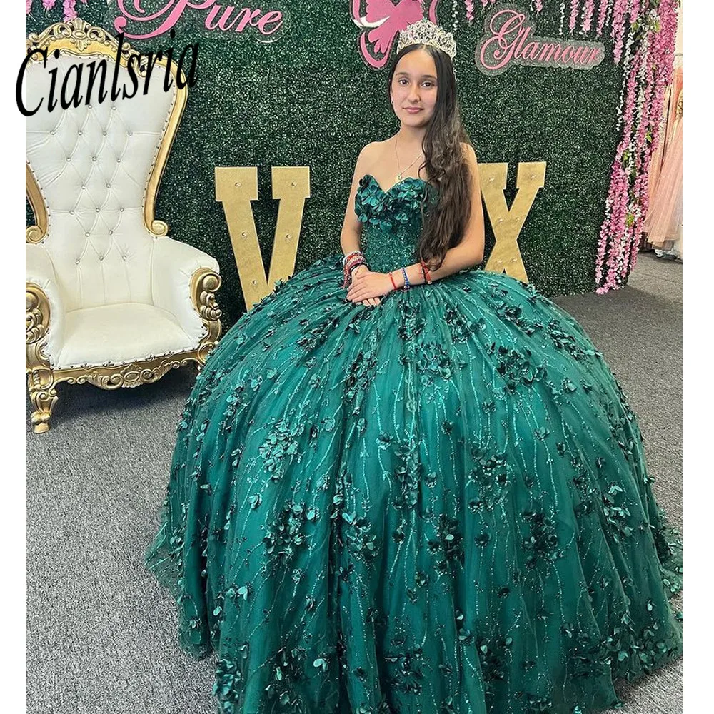 Emerald Green Quinceanera Dresses  Ball Gown Off The Shoulder With Capes Sweet 16 Girls Princess vestidos de quinceañera 15 ñera