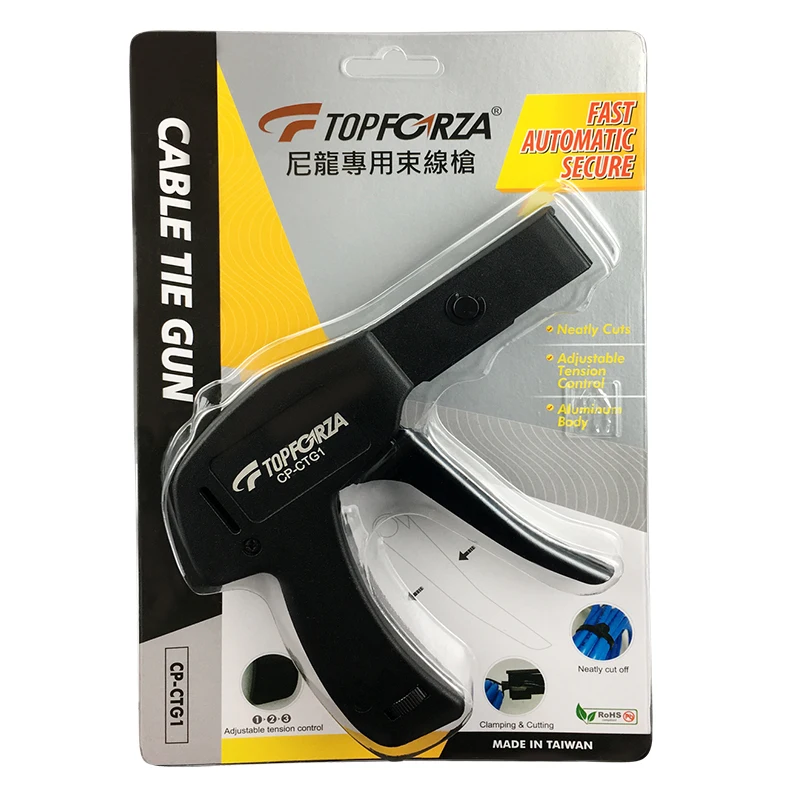 Topforza Cable Tie Gun Tighten and Cut Plastic Nylon Cable Ties Die-Cast Steel Clean Cut Flush Cut Zip Tie Hand Tools