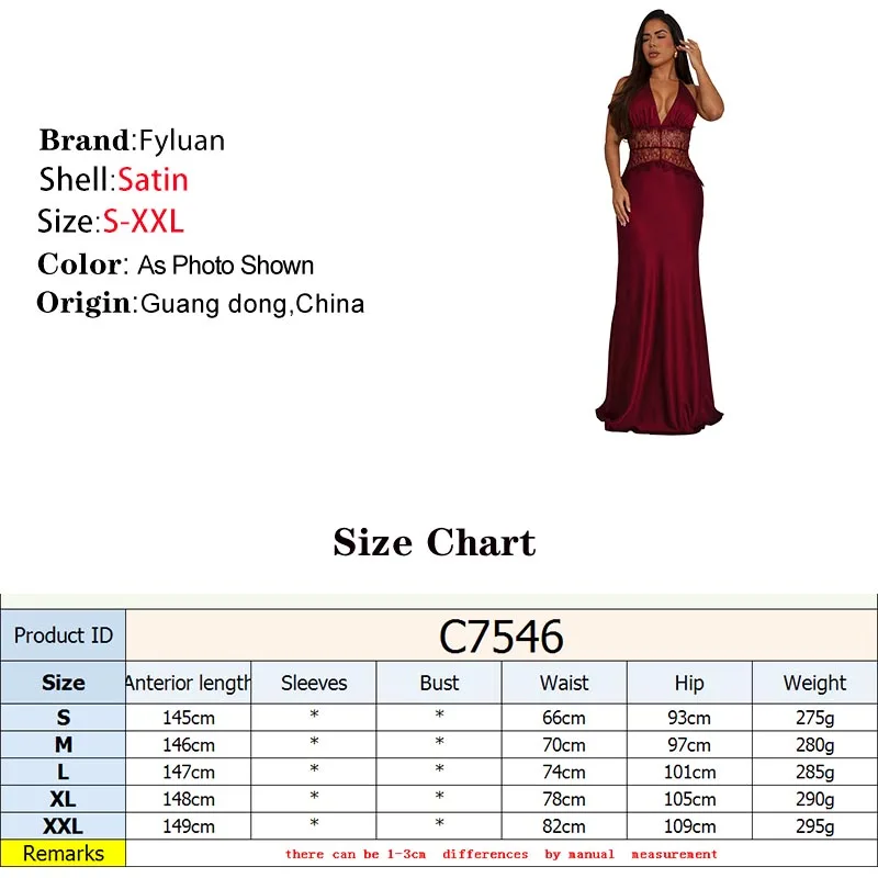 2025 Europa y América vestido de mujer Sexy de encaje con cuello en V profundo vestido largo sin espalda cintura recortada adelgazante vestido sin mangas vestidos de graduación