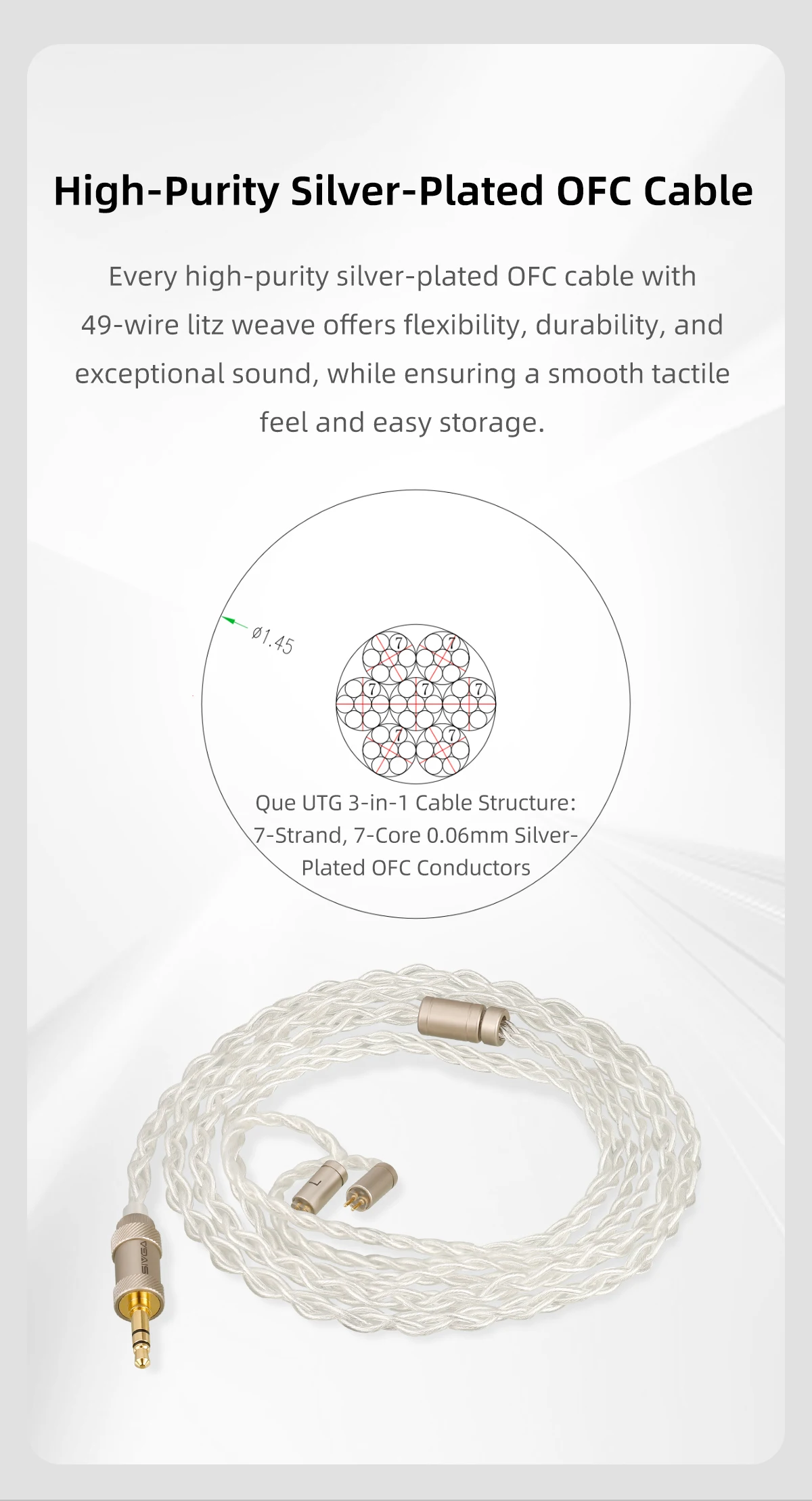 SIVGA Que UTG Flat Glass Diaphragm Dynamic Driver High-Fidelity In-Ear-Kopfhörer mit Kabel, grünes Sandelholz, mit abnehmbarem Kabel – Detail 8