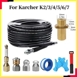 Kit de nettoyage de tuyaux pour Karcher K2 K3 K4 K5 K6 K7, nettoyeurs haute pression, buse de lavage de voiture, livres d'eau de vidange d'égout, 5-30m