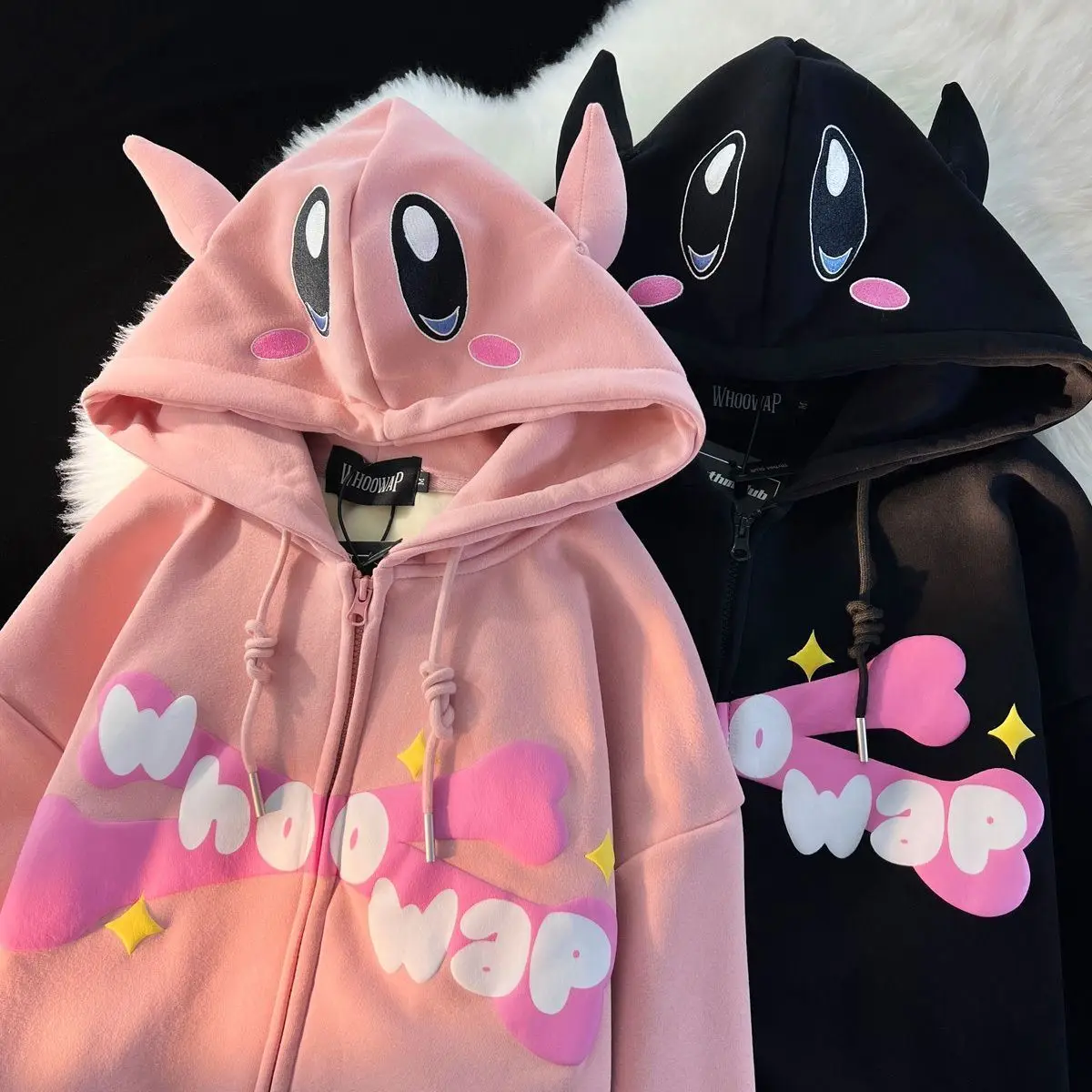 Neue Beste Verkäufer Teufel Hoodies Frauen Japanischen Süßen Top Streetwear Cartoon Lose Sweatshirt Paar Zip Up Hoodie Goth Y2k Kleidung