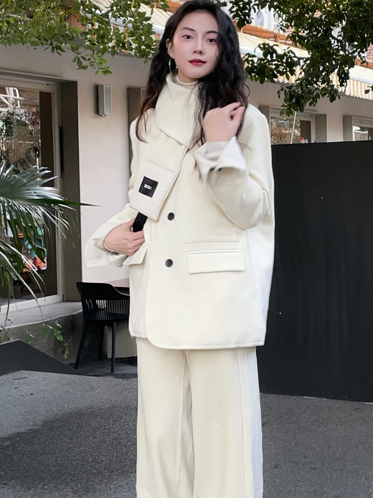 

IANTSUI Winter Two-Way Wear Loose Silhouette Warmth Du down Jaet Women's Waist-Cinching Slimming Outerwear Coat