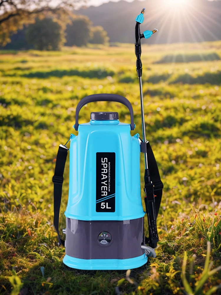 Pulvérisateur électrique 5L avec 5 buses de brume, pulvérisateur alimenté par batterie avec bandoulière réglable, pulvérisateur de plantes pour pelouse et jardin