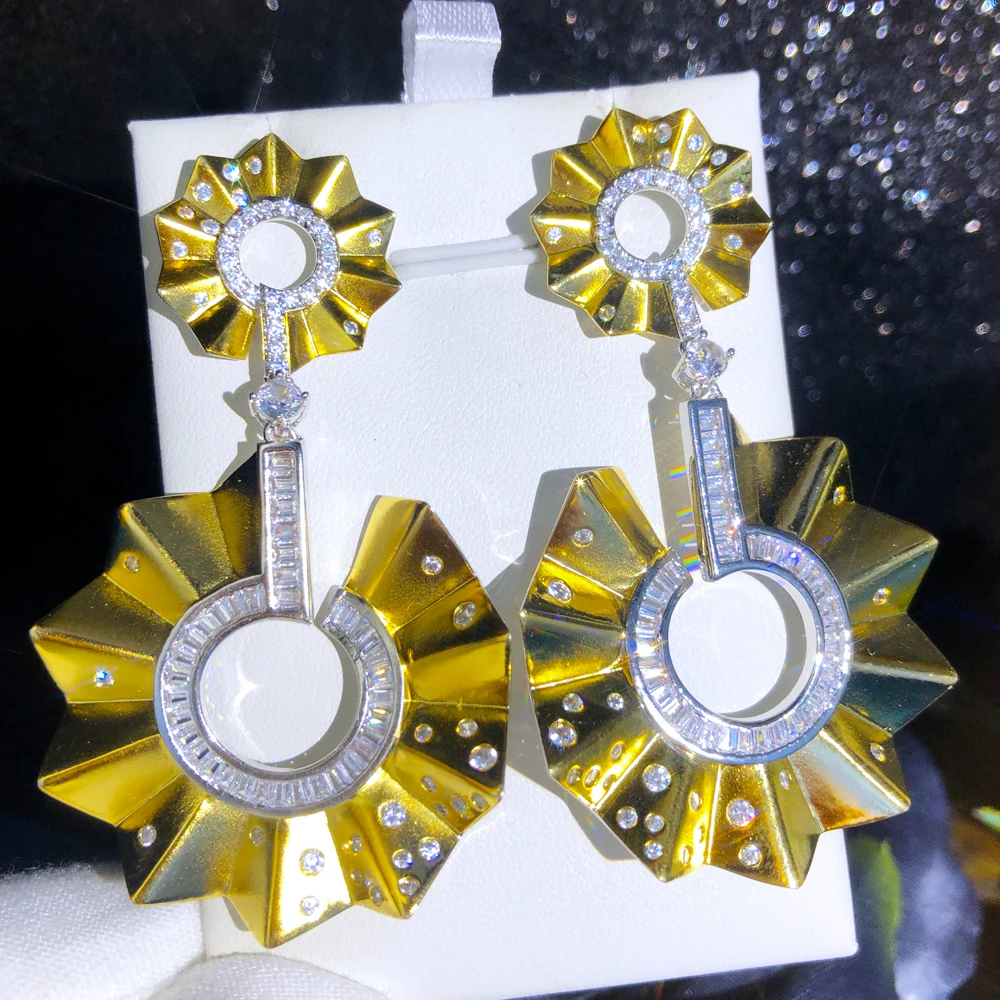 

Missvikki Charm Round Big Drop Earrings for Women Wedding Cubic Zircon Fashion Engagement Party Jewelry pendientes mujer moda