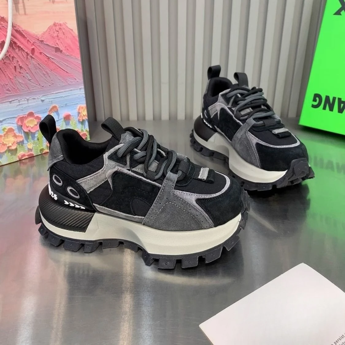 

Ins Trendy Dad Shoes Thick Platform Sole Spring 2025 Women Casual Lace Up Slimming Versatile Sneakers