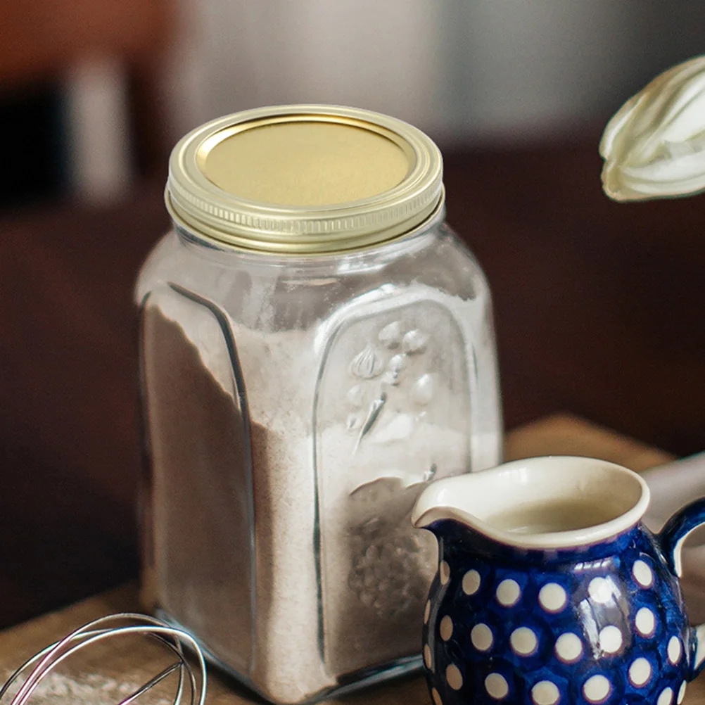 

1 set Stainless Steel Mason Jar Canning Lids Regular Mouth Metal Storage Caps with Sealing Ring High Temperature for Tea