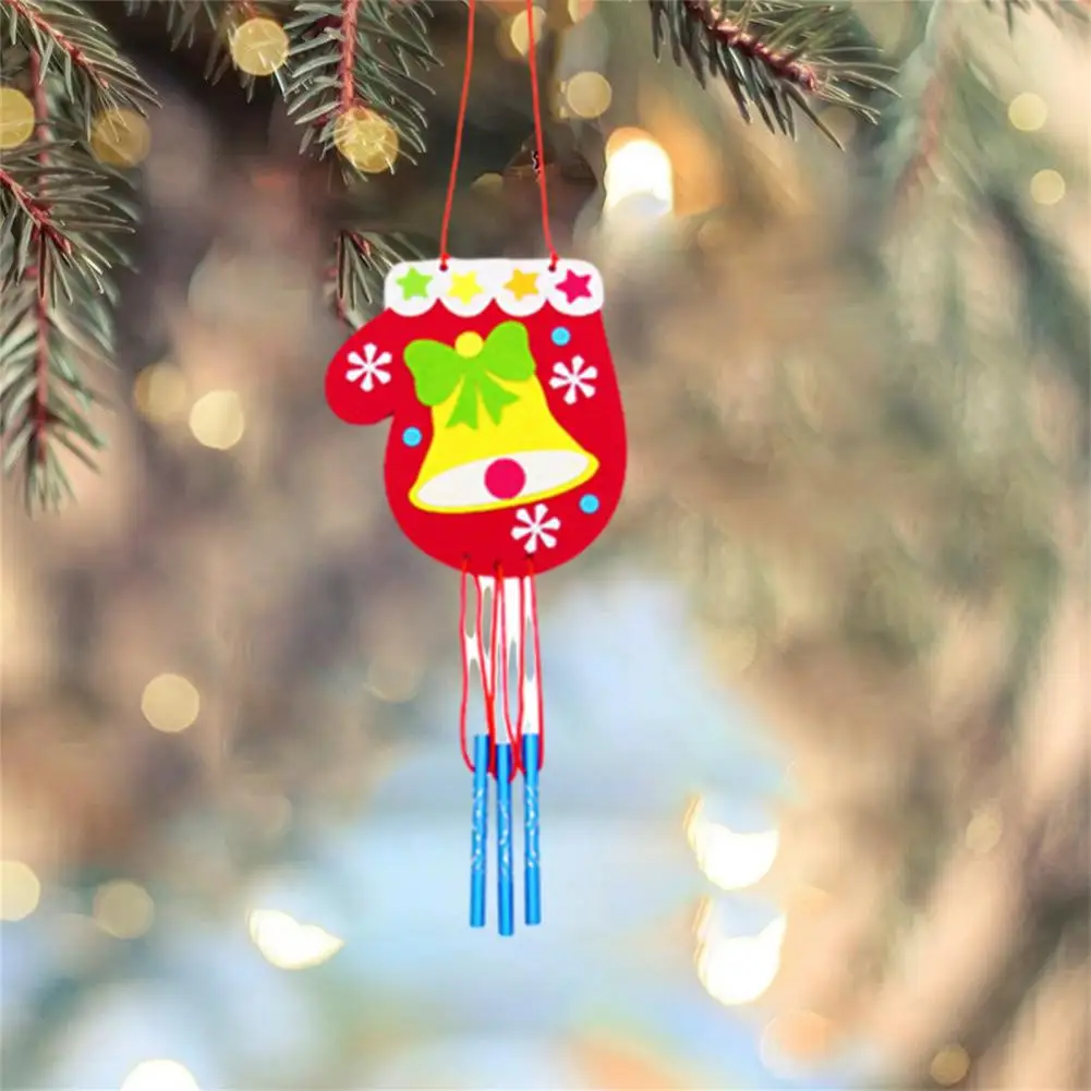 Display Window Wind Chime Christmas Wind Chime Ornament Set Diy Snowman Deer Holiday Decoration Non-woven Santa for Festive