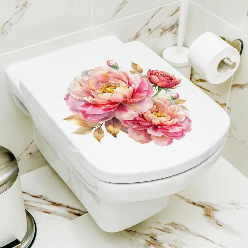 Waterproof Sunflower Green Plants Toilet Seat Sticker Self Adhesive Removable For Home Bath Decoration