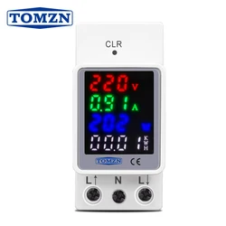 Tomzn-DINレール電流計,電圧110v 220v 100a,4in 1,電気エネルギーモニター,電圧計,電流計