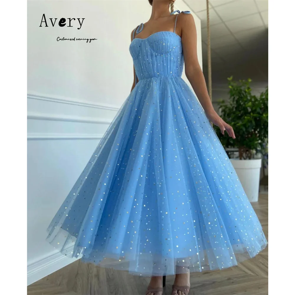 

Avery Custom Sky Blue Sleeveless A Line Shiny Evening Dresses Woman Elegant Party Evening Dress 2025 Ball Gowns Luxury Dresses