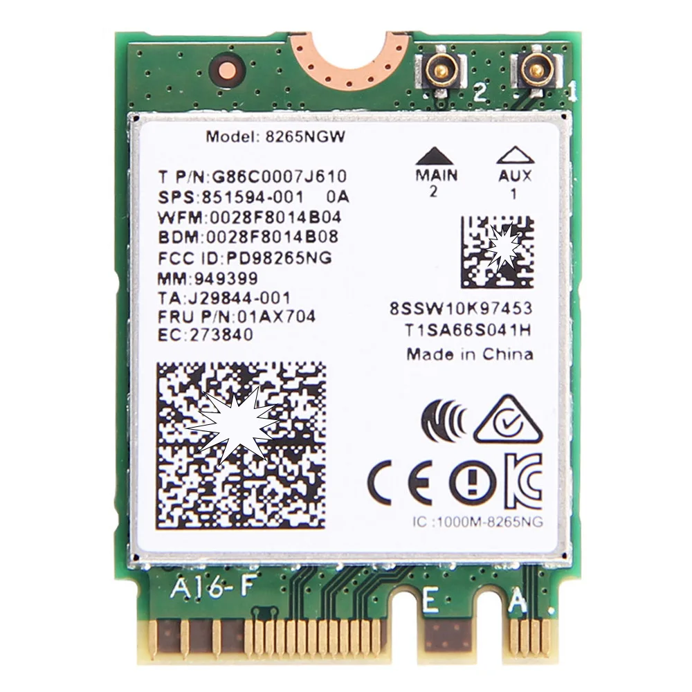 Wireless-AC 8265 Dual Band 2.4G/5Ghz Wifi Bluetooth Wlan per 8265NGW NGFF 802.11ac 867Mbps 2x2 MU-MIMO BT 4.2 Card