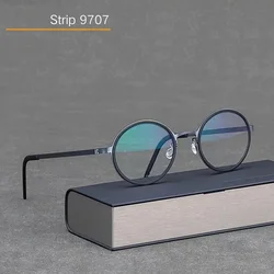 Denmark Brand Titanium Ultralight Glasses Frame Men Women Round Eyeglasses Screwless Spectacles Optic Prescription Eyewear 9707